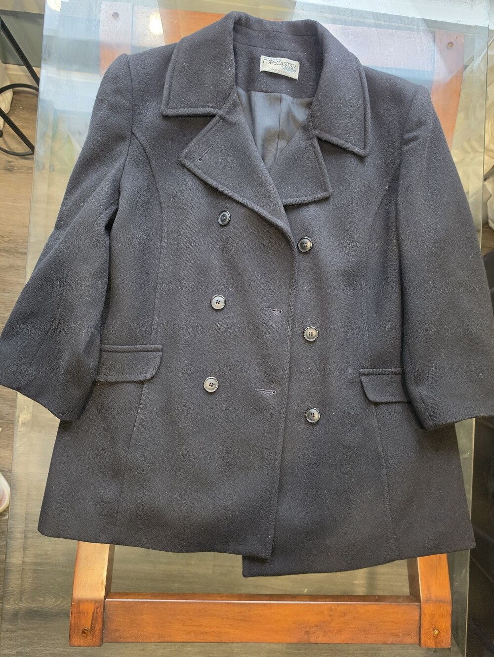 Forecaster Of Bosto Women’s Black Double-Breasted Wool Peacoat